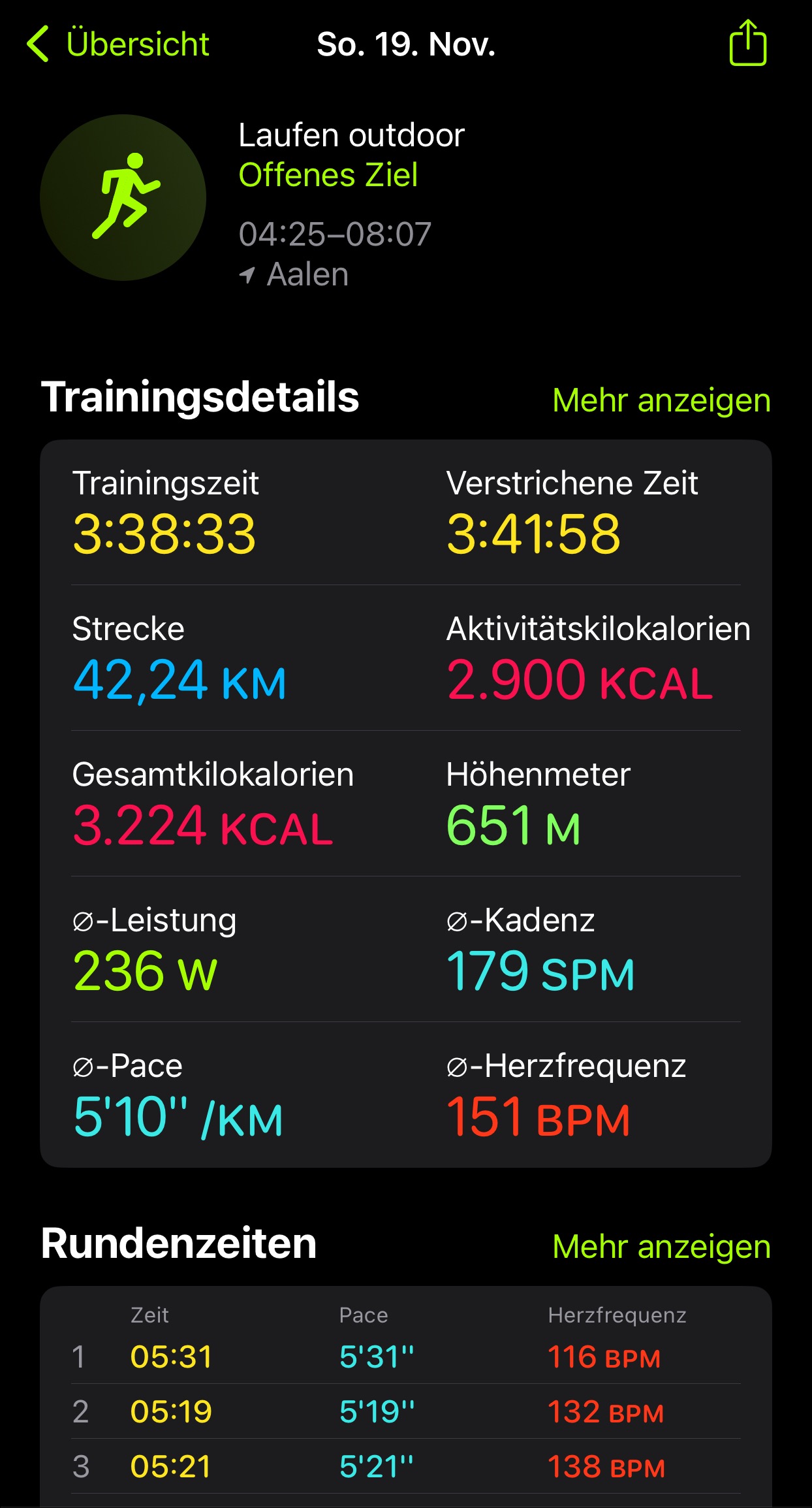 Lauf am 2023-11-19 – ein voller Marathon...